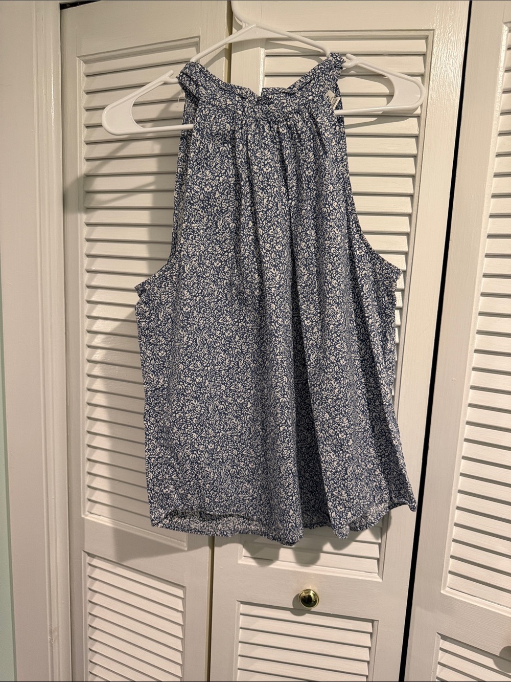 J. Crew Navy Blue Floral Smocked Halter Tank